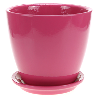 Горшок для цветов керамический "Глянец" 1л, д12см, h12см, форма бутон, ручная работа, розовый (Россия)