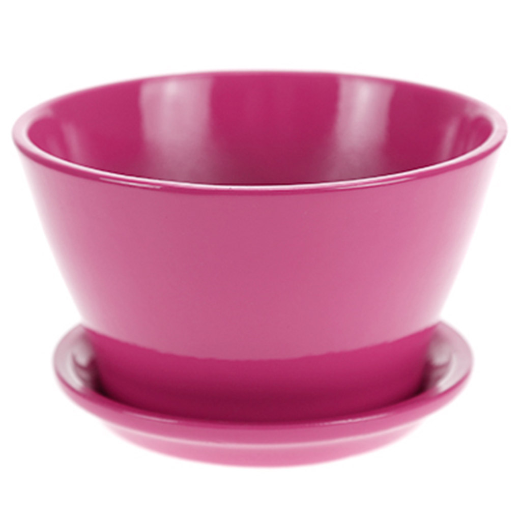 Горшок для цветов керамический "Глянец" 0,45л, д12см, h7см, форма беллита, ручная работа, розовый (Россия)