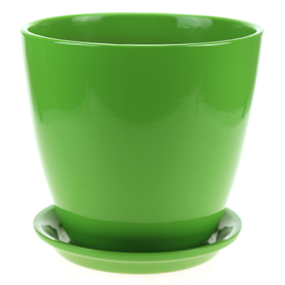 Горшок для цветов керамический "Глянец" 2л, д15см, h15см, форма бутон, ручная работа, зеленый (Россия)