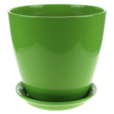 Горшок для цветов керамический "Глянец" 3,8л, д18см, h18см, форма бутон, ручная работа, зеленый (Россия)