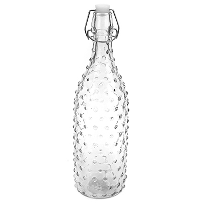 Бутылка стеклянная бугельная крышка "Страус" 1л д8,5см h31см, д/горла 2см, форма круглая (д/основания 6,8см) (Китай)