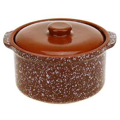 Горшок-сотейник керамический 1л, д17см, h11см, коричневый (Россия) "Мрамор"