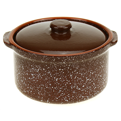 Горшок-сотейник керамический 1,5л, д19см, h12см, коричневый (Россия) "Мрамор"