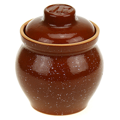Горшок для жаркого керамический "Традиционный" 0,4л, д10см "Мрамор", с крышкой, коричневый (Россия)