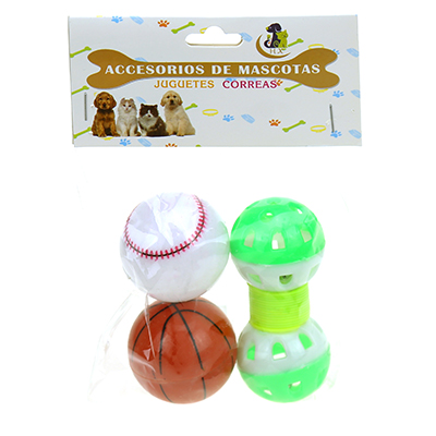 Игрушка для кошки "Мячики" набор 3 штуки: д4,5см - 2 штуки, 9х4см (Китай)