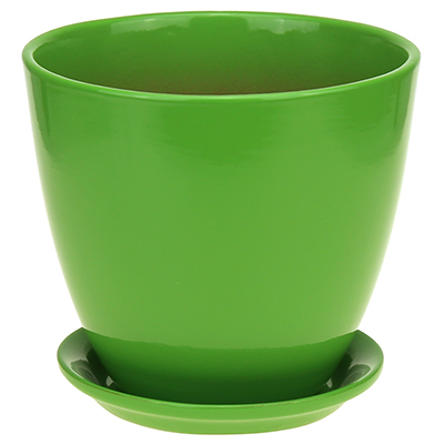 Горшок для цветов керамический "Глянец" 1л, д12см, h12см, форма бутон, ручная работа, зеленый (Россия)
