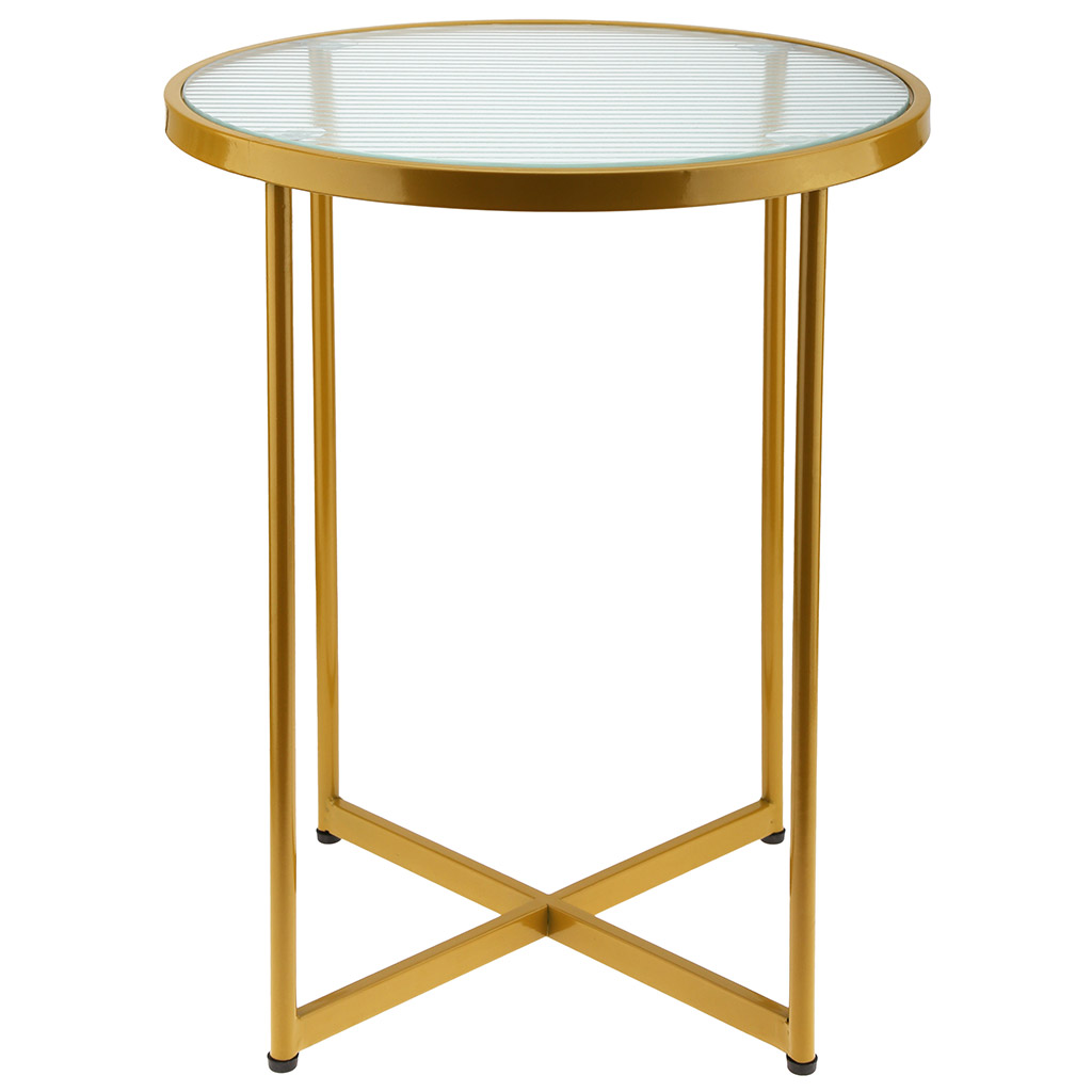 Дизайнерский стол д40см h51см, металлический каркас, порошковая эмаль, цвет - горчичный, столешница - стекло рифленое, s5мм, в коробке "ДМ"