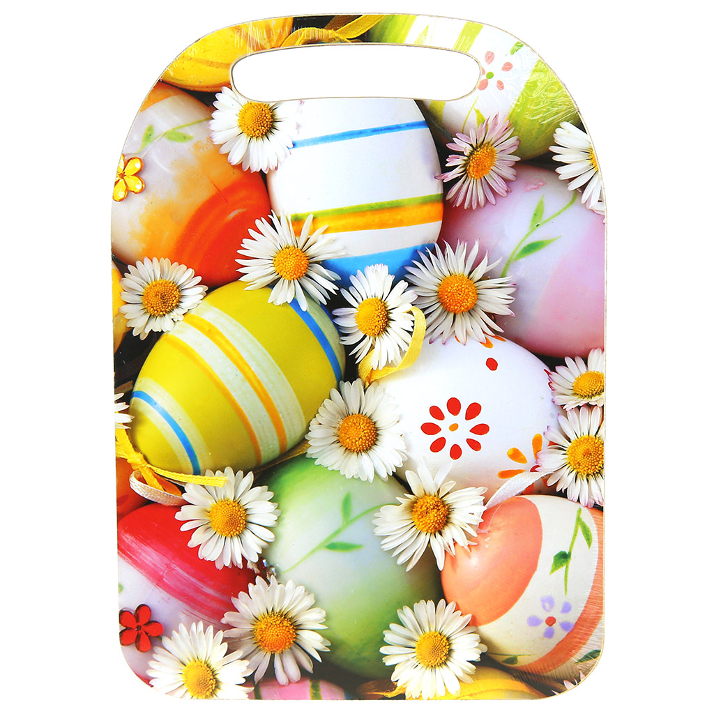 Доска разделочная деревянная "Яйца и цветы" 29х21х0,6см (Россия)