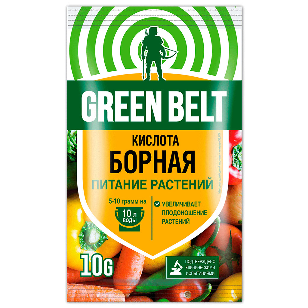 Средство для растний "Борная кислота", пакет 10гр, Грин Бэлт (Россия)