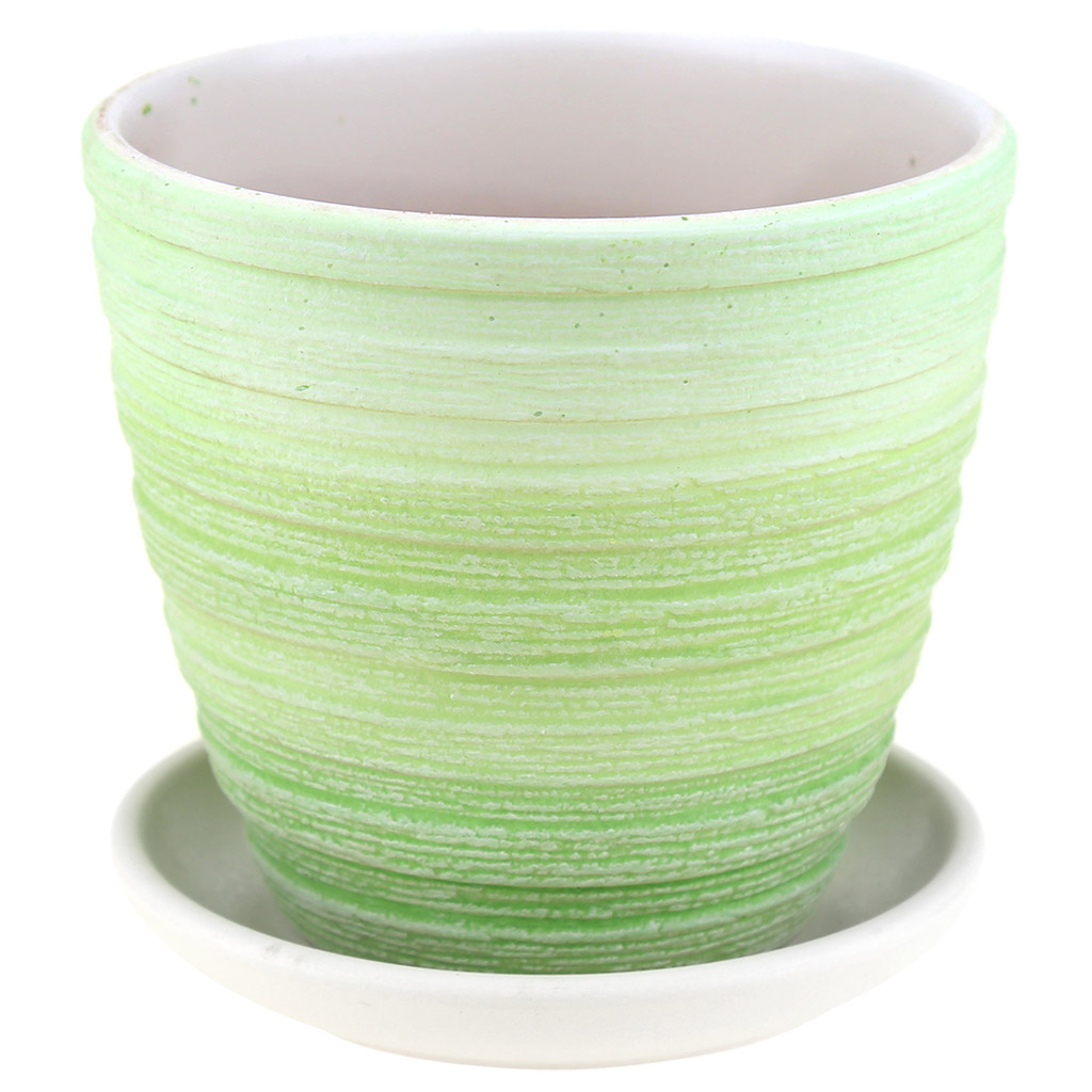 Горшок для цветов керамический "Букле" 0,7л, д12см, h10,5см, форма крокус-1, зеленый (Россия)