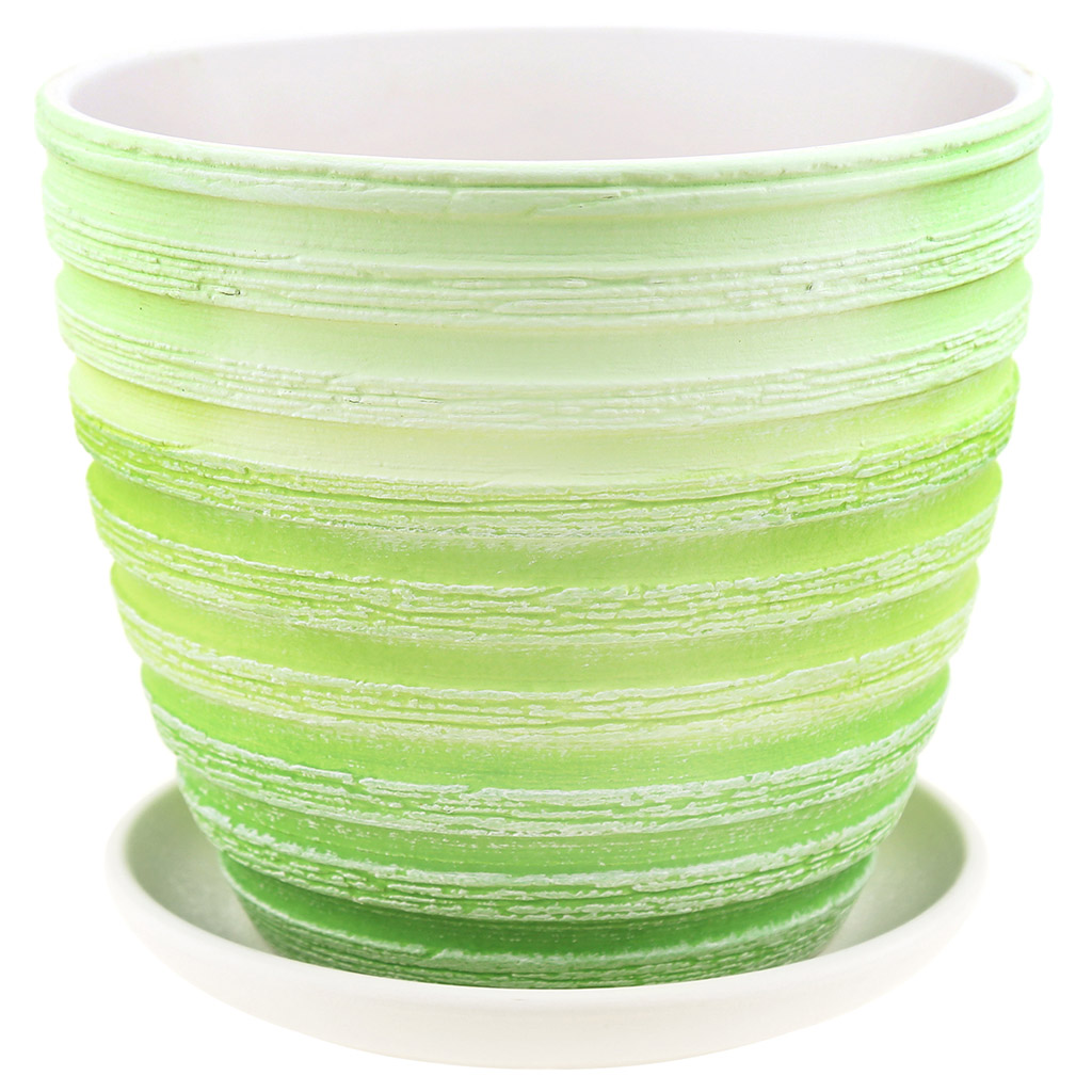 Горшок для цветов керамический "Букле" 2,3л, д18см, h15,5см, форма крокус-3, зеленый (Россия)