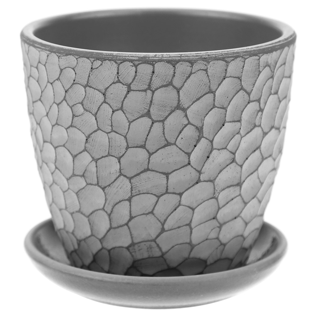 Горшок для цветов бетонный "Манго" 0,7л, д12см, h10см, форма бутон-1, серый (Россия)