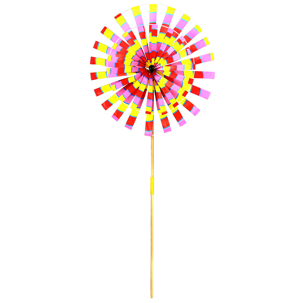 Вертушка ветряная "Спираль" д35см h79см, ПВХ, деревянная ручка, цвета микс (Китай)