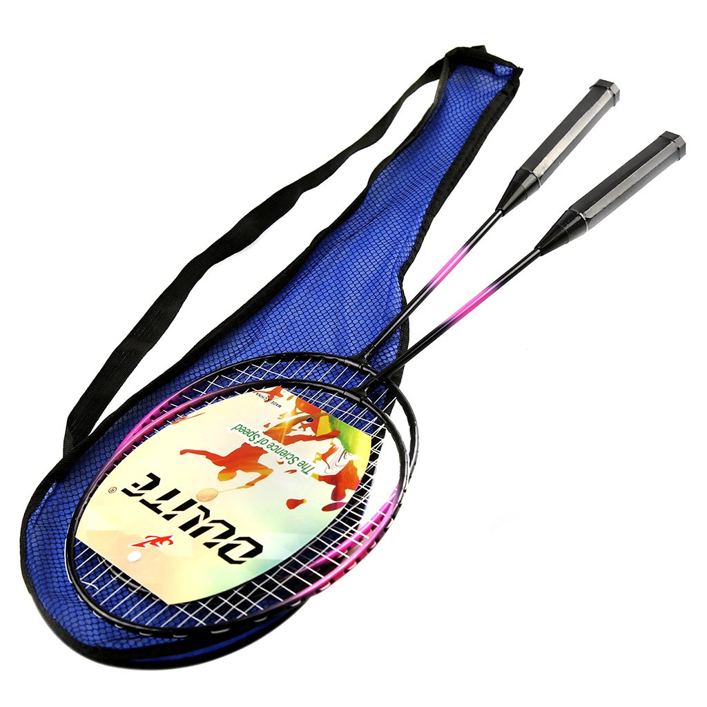 Ракетка для бадминтона 62х21см, набор 2 штуки, в сумке спанбонд/сетка-полиэстер, на молнии, с ремешком, цвета микс (Китай)