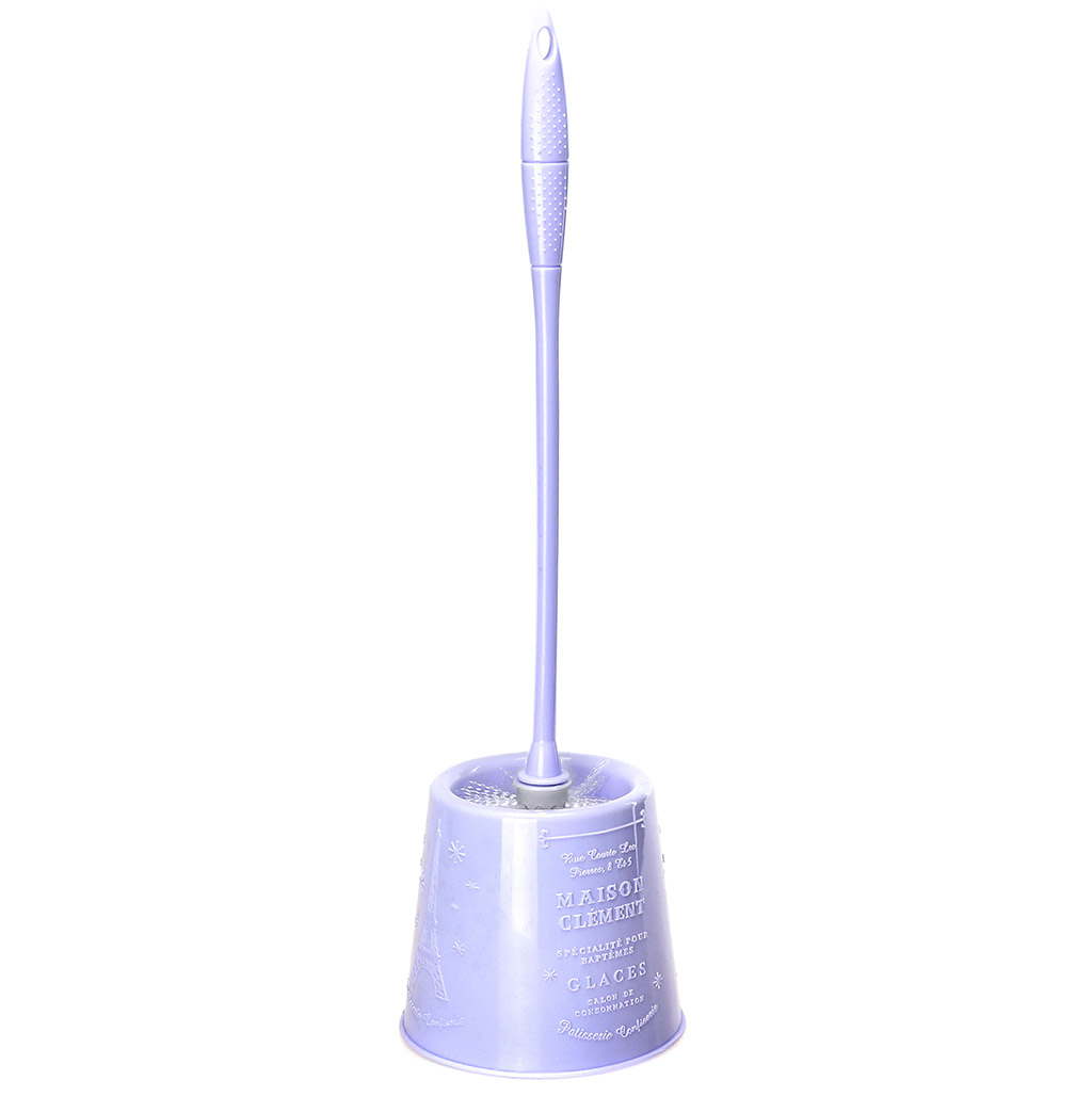Ерш унитазный пластмассовый со съемной ручкой "Париж" 45см, с подставкой д13,5см h12см, голубой (Китай)