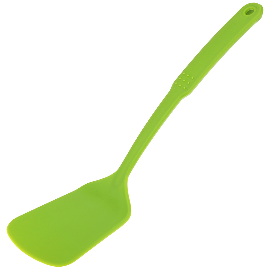 Лопатка кулинарная пластмассовая для тефлоновой посуды 31х8,8см, цвет - зеленый (Китай) "Гурман колор"
