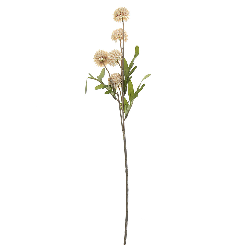 Декоративная ветка "Хризантема" цвет - бежевый, 50см, 5 цветков - д3,5х2см (Китай)
