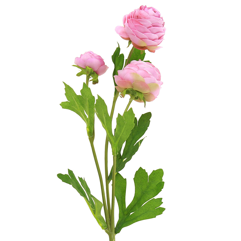 Цветок "Ранункулюс" цвет - розовый, 41см, 3 цветка (Китай)