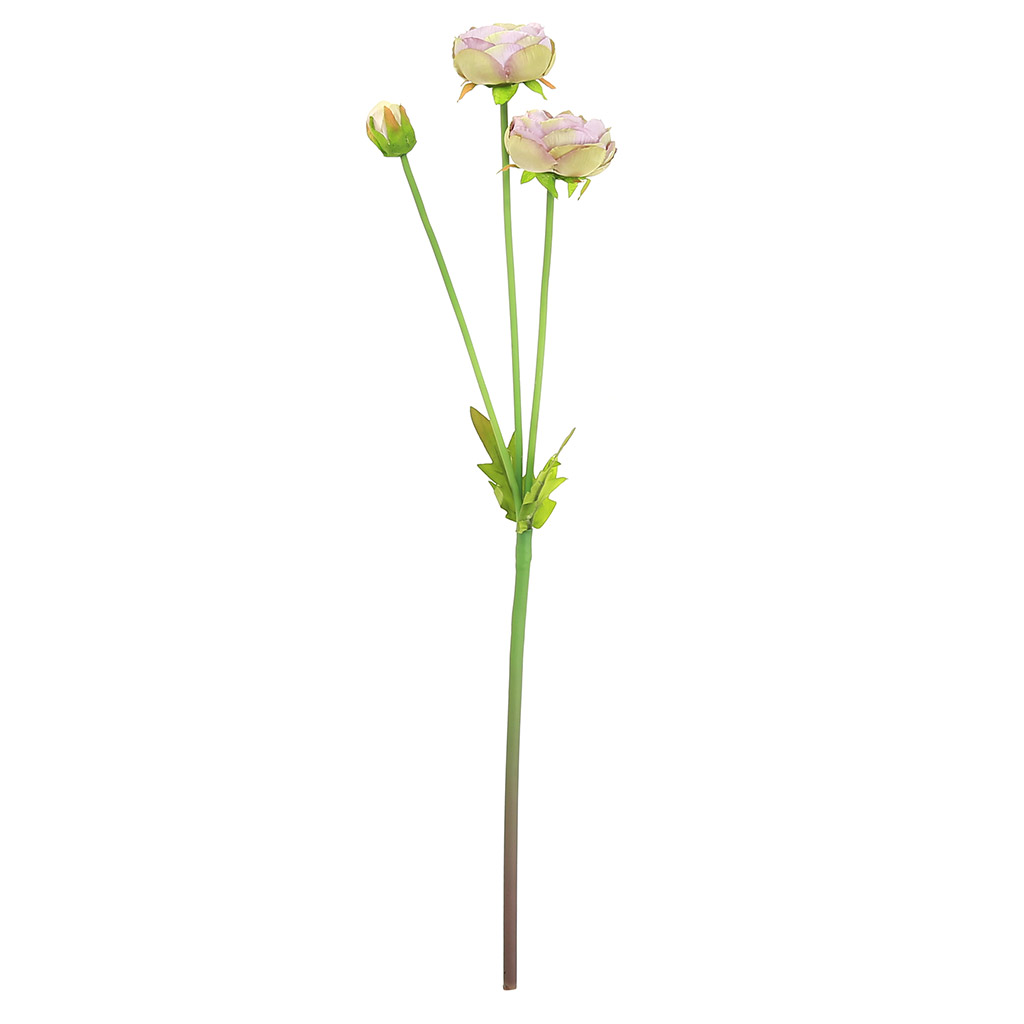 Цветок "Ранункулюс" цвет - сиреневый, 44см, 2 цветка, 1 бутон (Китай)