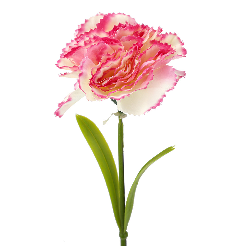 Цветок "Гвоздика" цвет - бело-розовый, 58см, цветок - д8х5см (Китай)