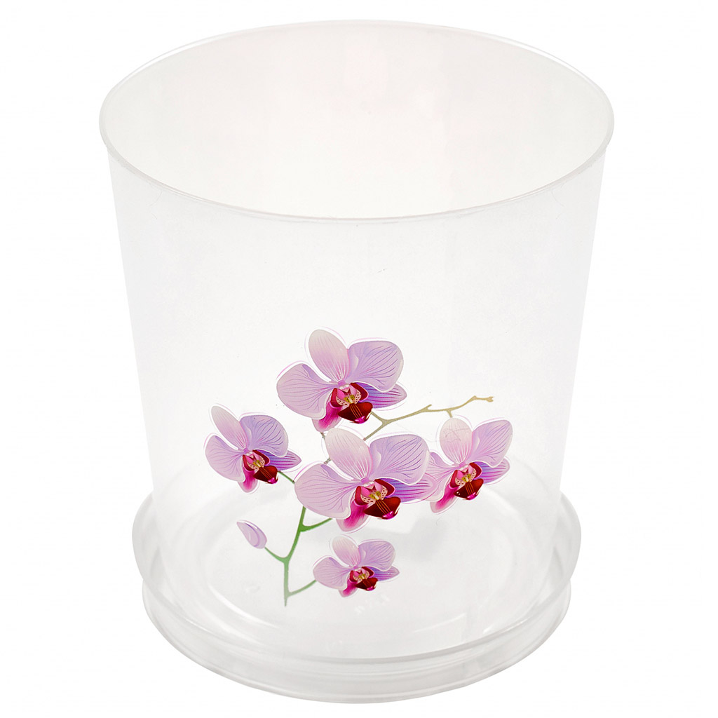 Горшок для орхидеи пластмассовый 1,8л, д14см, h15см, прозрачный (Россия)