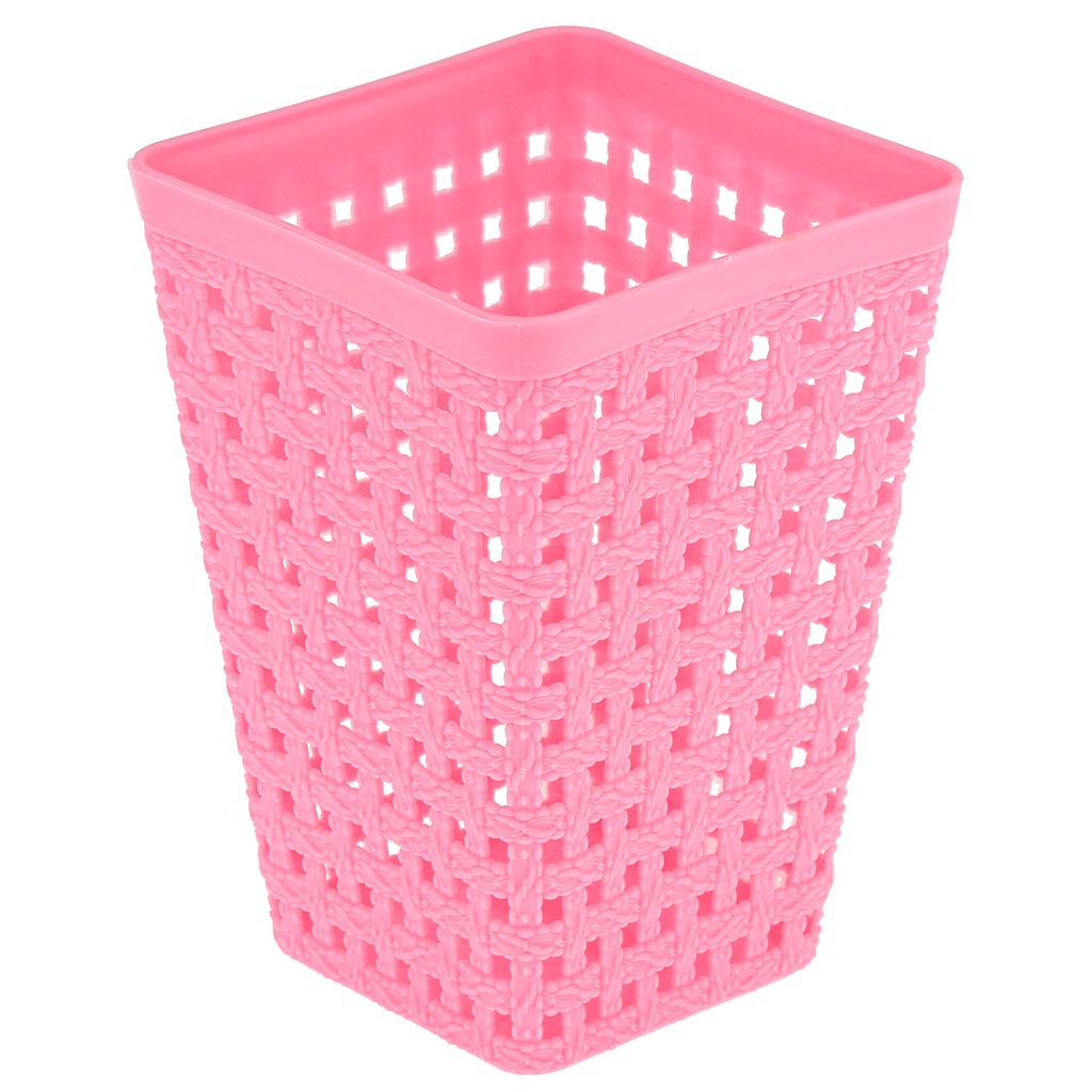 Корзина пластмассовая для хранения "Шотландия" 9х9см h13см, матовый пластик, цвет - розовый (Китай) "Домашняя мода"