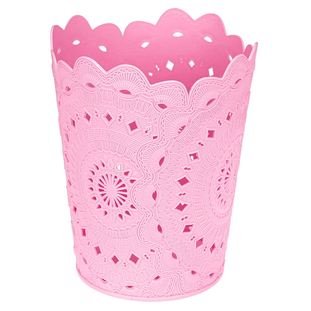 Корзина пластмассовая для хранения "Кружевница" д20см h25см, розовый (Китай) "Домашняя мода"