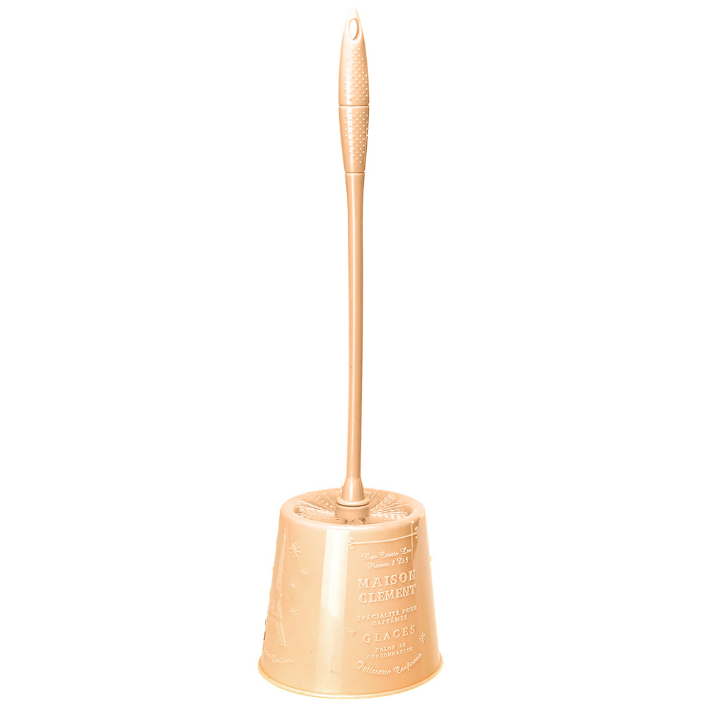 Ерш унитазный пластмассовый со съемной ручкой "Париж" 45см, с подставкой д13,5см h12см, персиковый (Китай)