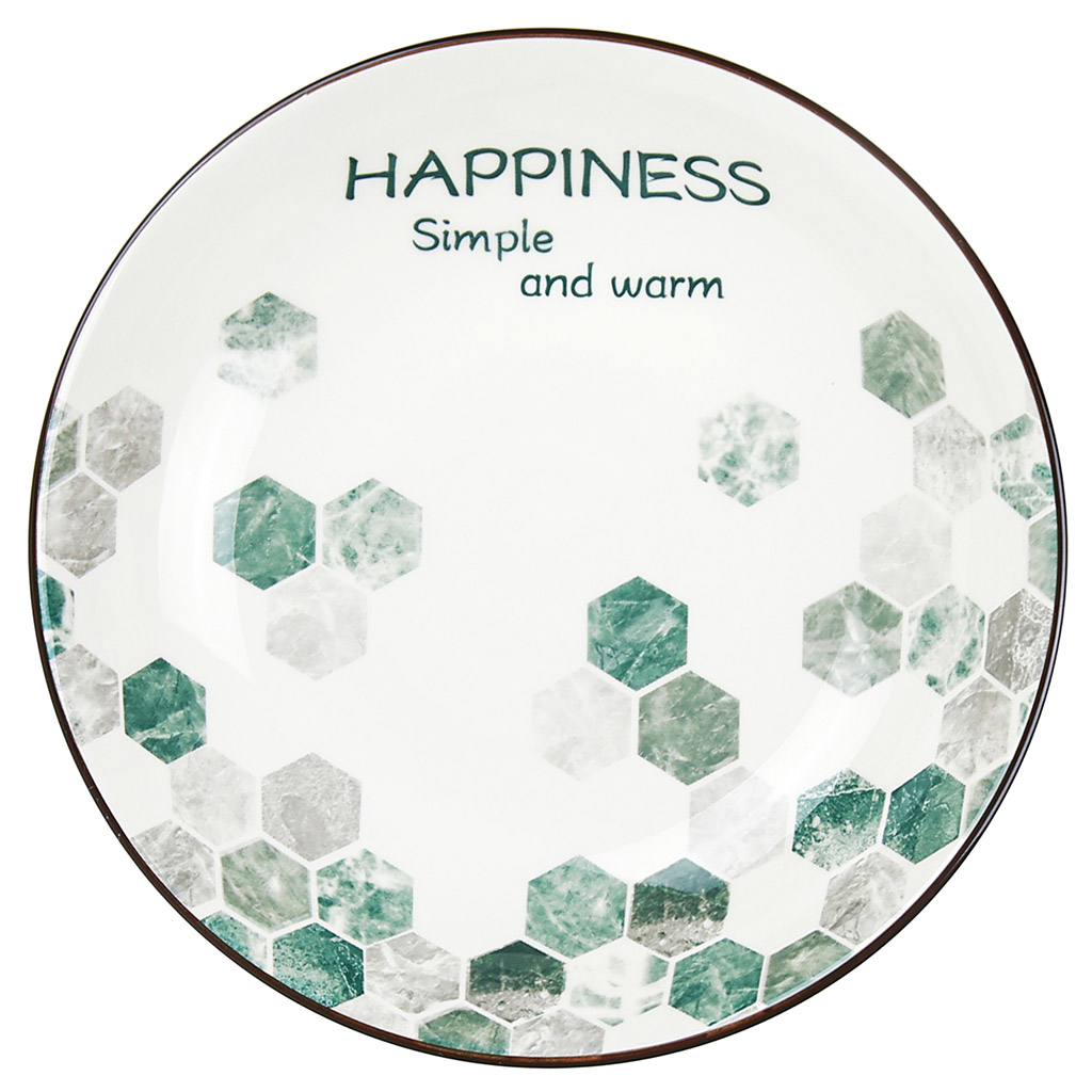 Тарелка "Счастье" глубокая фарфоровая д205мм h42мм, 700мл, с деколью, отводка (Китай)