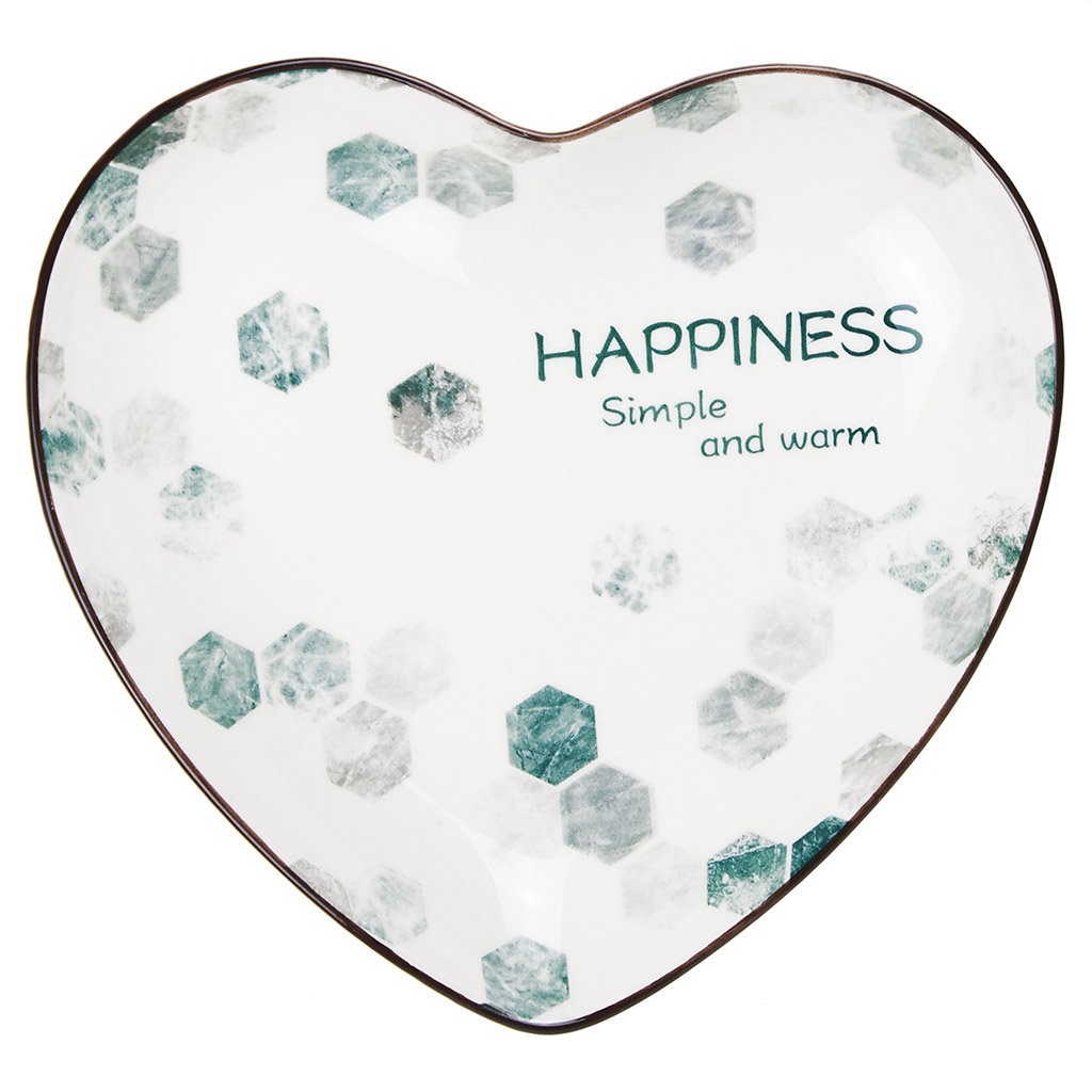 Блюдо "Счастье" фарфоровое 213х204х36мм, форма "сердце" с деколью, отводка (Китай)