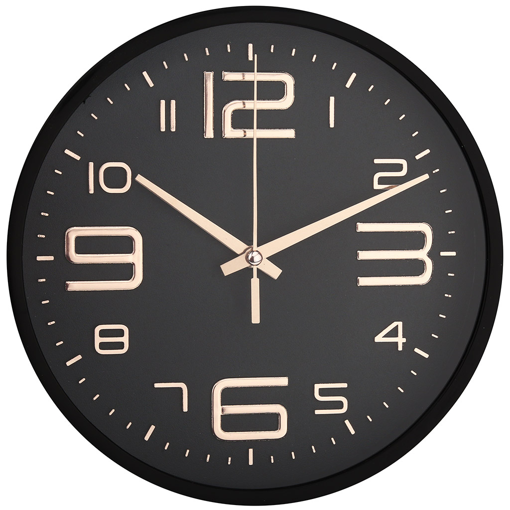 Часы настенные "Бархат-2" д19,5х4см, мягкий ход, циферблат черный, пластм. черный, в коробке (Китай)