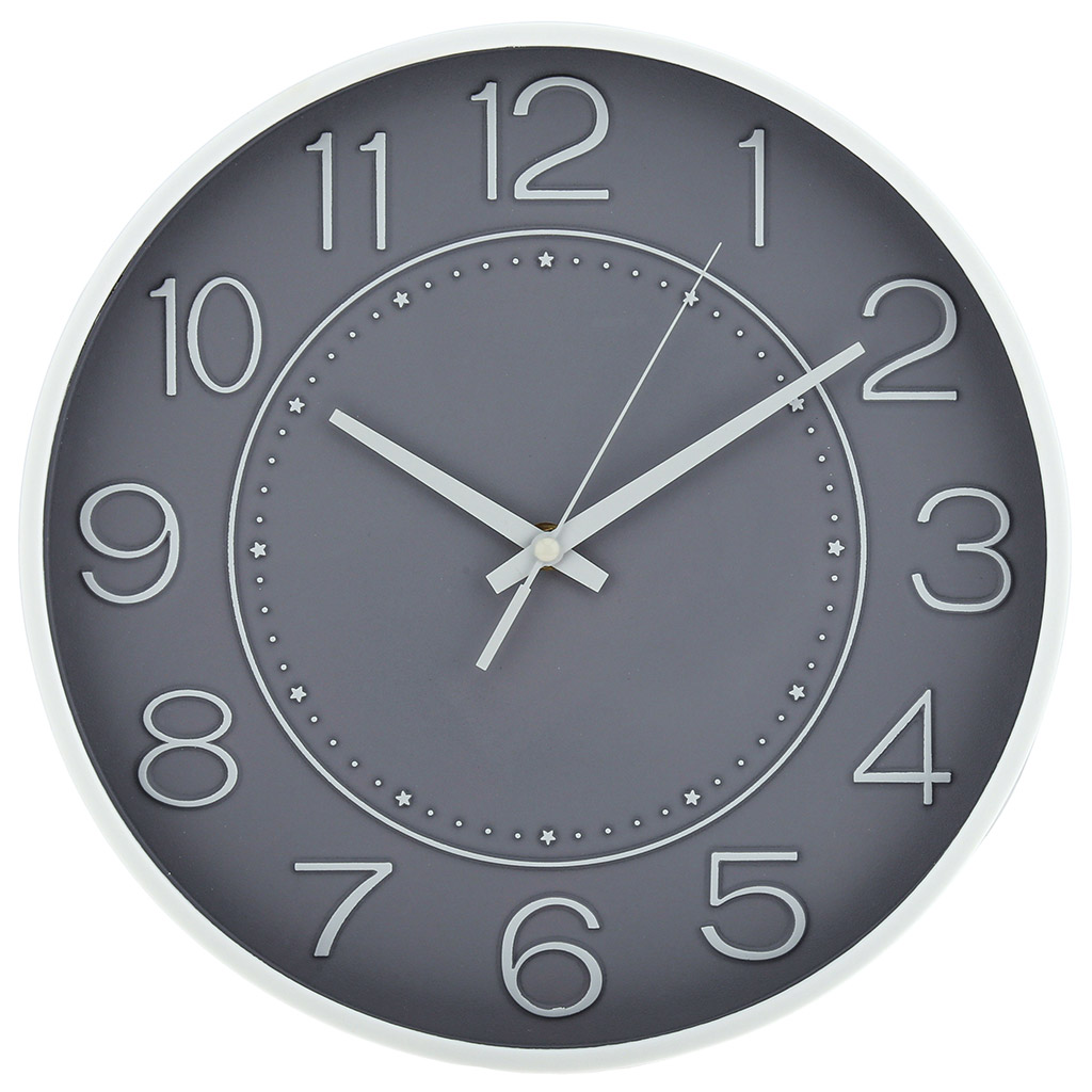 Часы настенные "Слава" д29,5х4,4см, мягкий ход, циферблат серый, пластм. белый, в коробке (Китай)