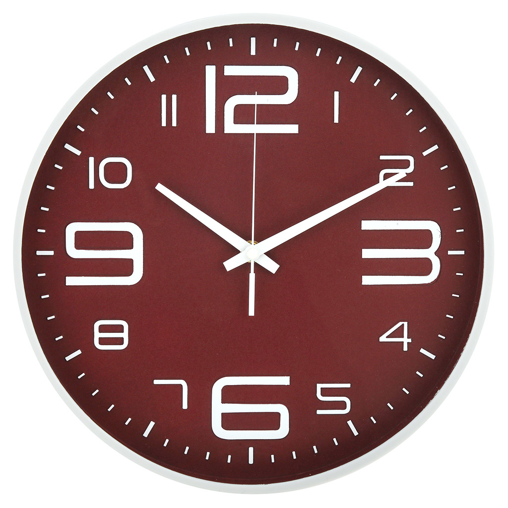 Часы настенные "Бархат-2" д29,5х4,5см, мягкий ход, циферблат вишневый, пластм. белый, в коробке (Китай)
