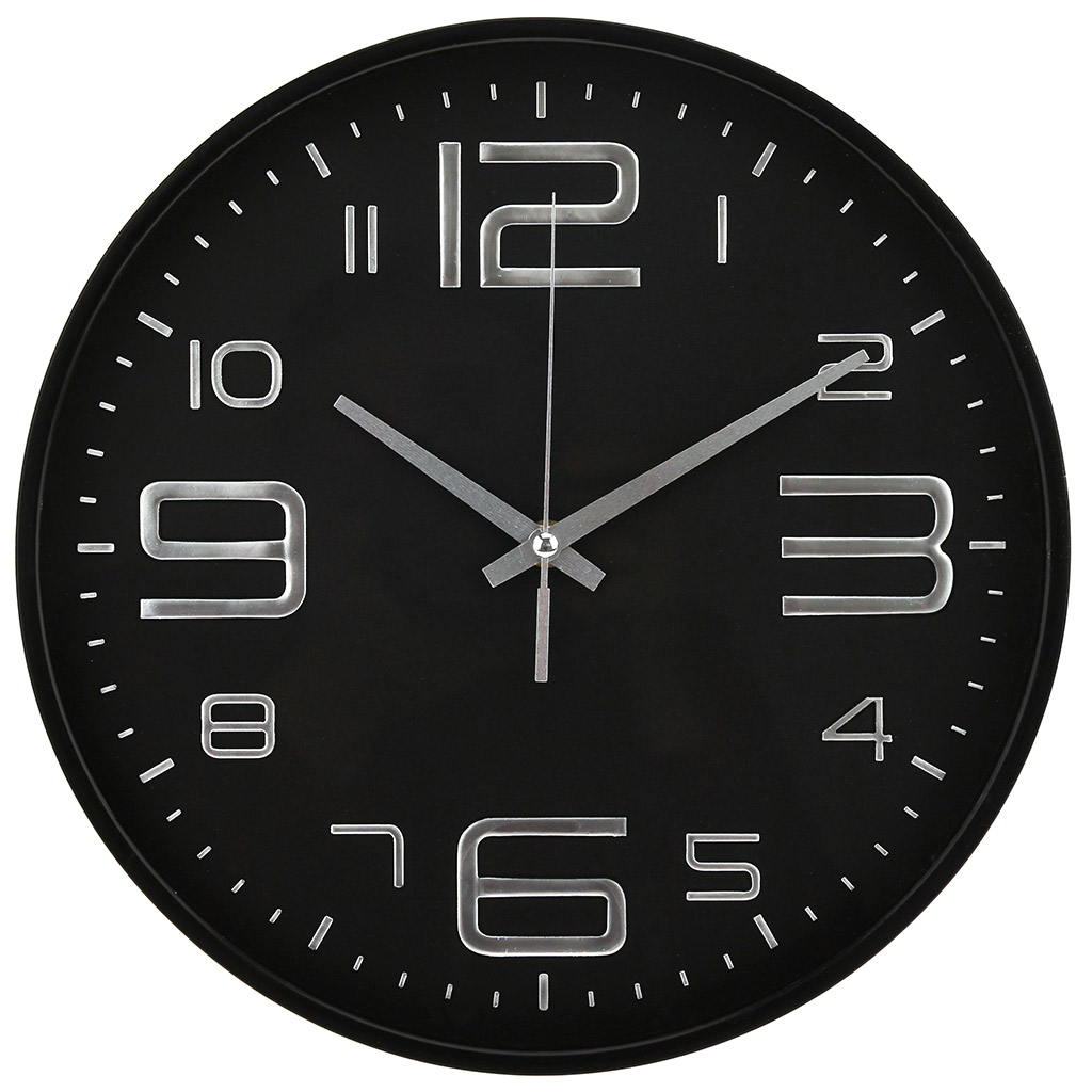 Часы настенные "Бархат-2" д29,5х4,5см, мягкий ход, циферблат черный, пластм. черный, в коробке (Китай)
