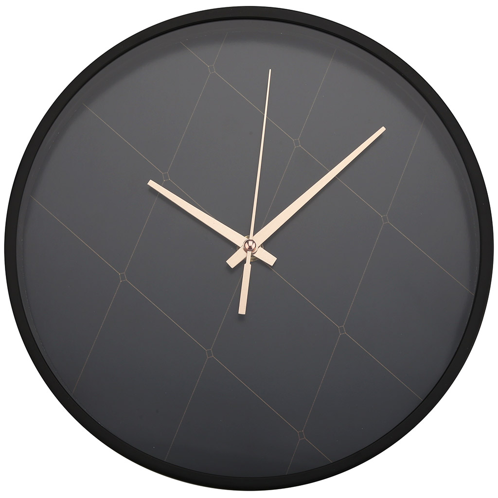 Часы настенные "Пьеро" д25х4см, мягкий ход, циферблат черный, пластм. черный, в коробке (Китай)