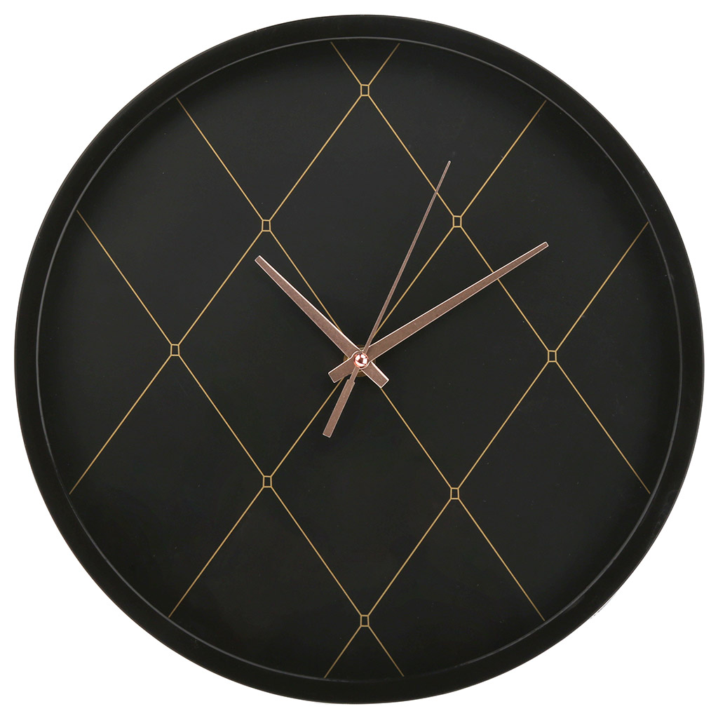Часы настенные "Пьеро" д29,5х4,2см, мягкий ход, циферблат черный, пластм. черный, в коробке (Китай)