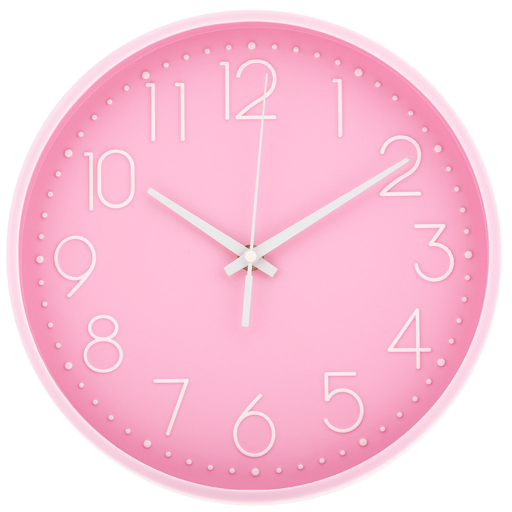 Часы настенные "Мальвина" д25х4,4см, мягкий ход, циферблат розовый, пластм. розовый, в коробке (Китай)