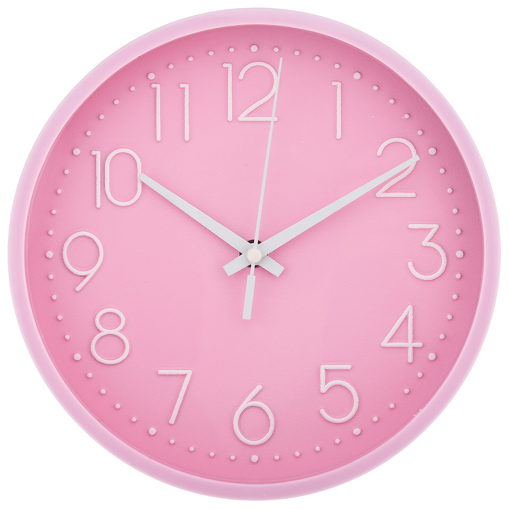 Часы настенные "Мальвина" д19,5х4см, мягкий ход, циферблат розовый, пластм. розовый, в коробке (Китай)
