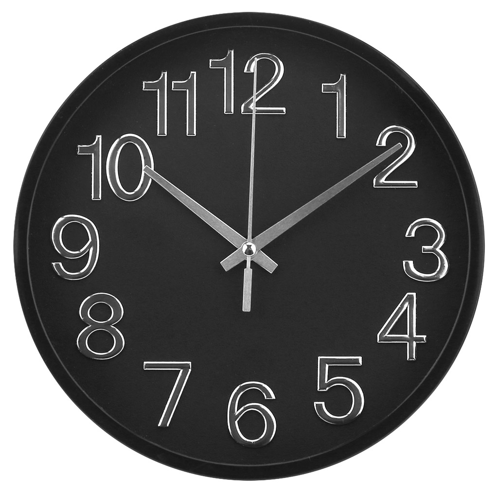 Часы настенные "Стиль" д19,5х4см, мягкий ход, циферблат черный, пластм. черный, в коробке (Китай)
