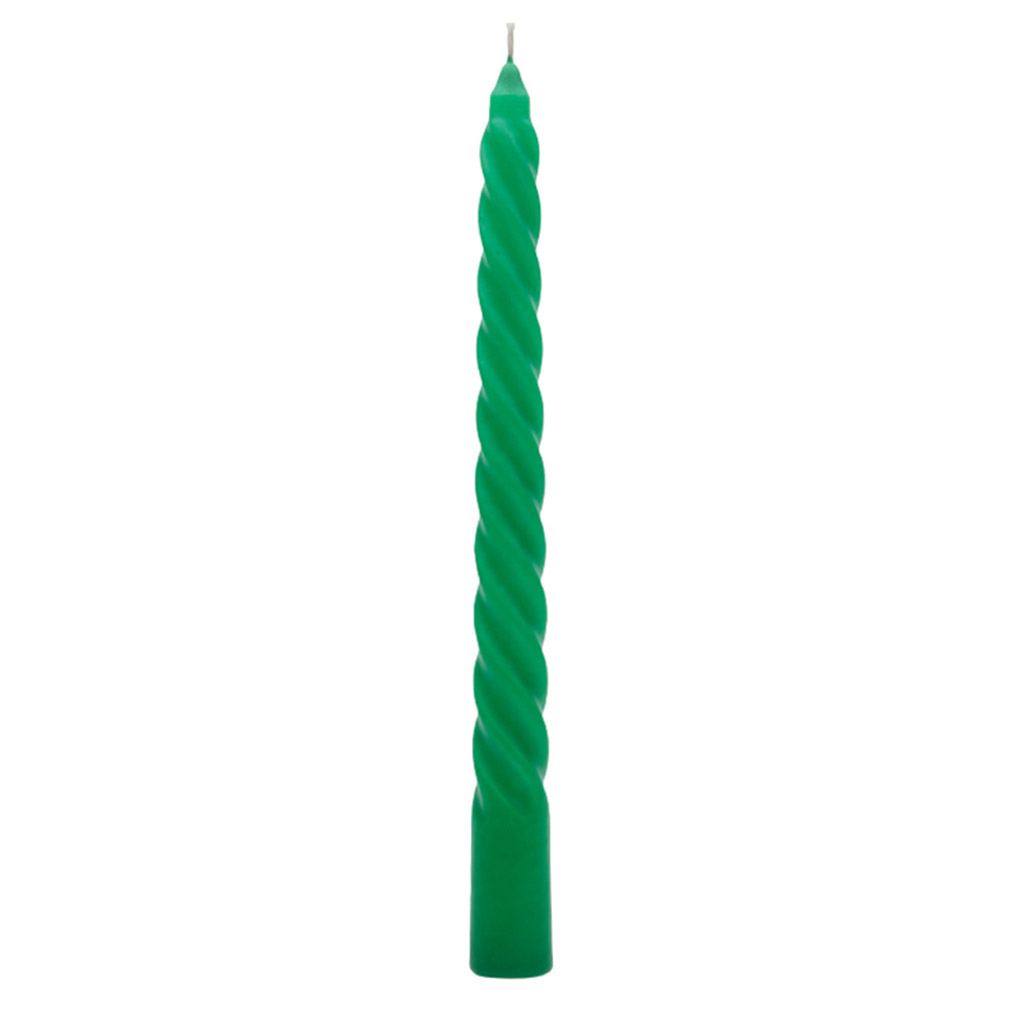 Свеча "Витая Люкс" д2,2см, h25см, зеленый, время горения 6ч, 55г, индивидуальная упаковка, "Euro Candle" (Россия)