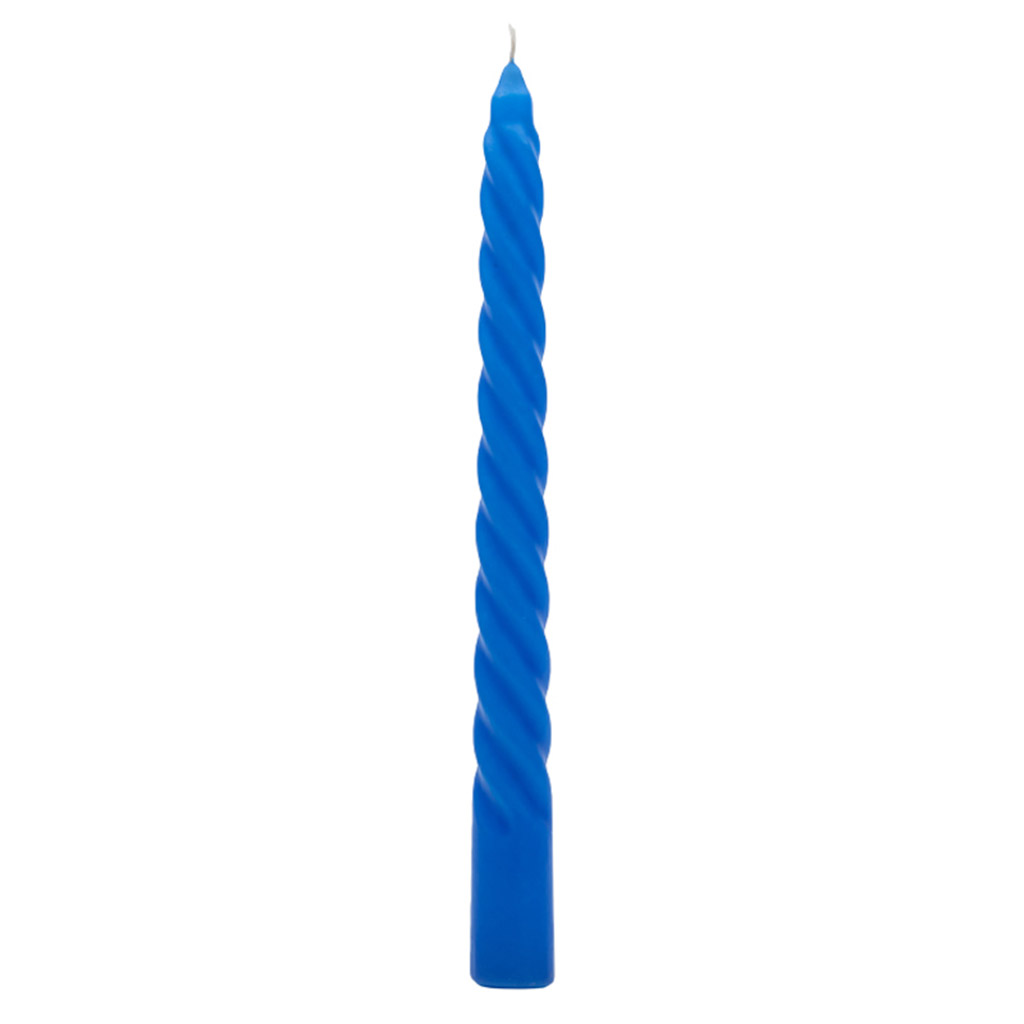 Свеча "Витая Люкс" д2,2см, h25см, синий, время горения 6ч, 55г, индивидуальная упаковка, "Euro Candle" (Россия)