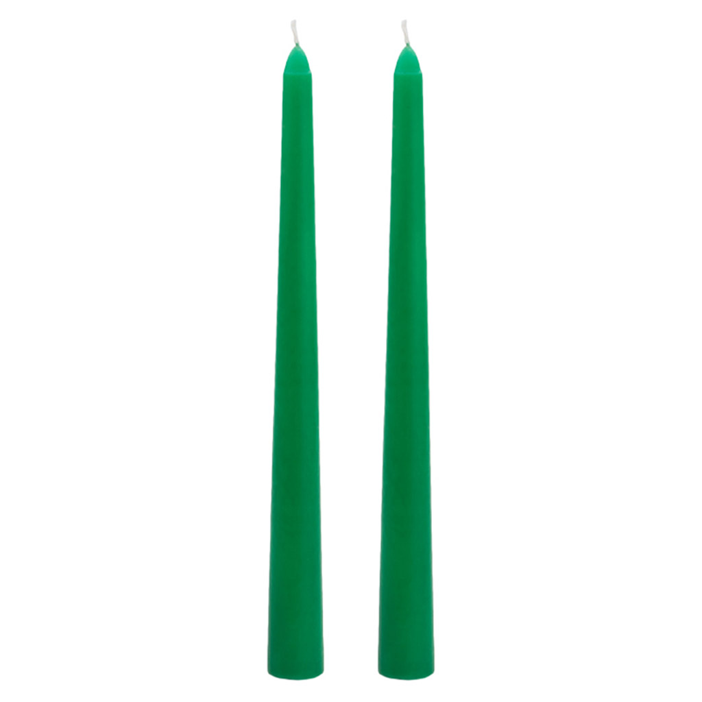 Свеча "Античная Люкс" д2,2см, h25см, зеленый, время горения 6ч, набор 2шт, 110гр, индивидуальная упаковка, "Euro Candle" (Россия)