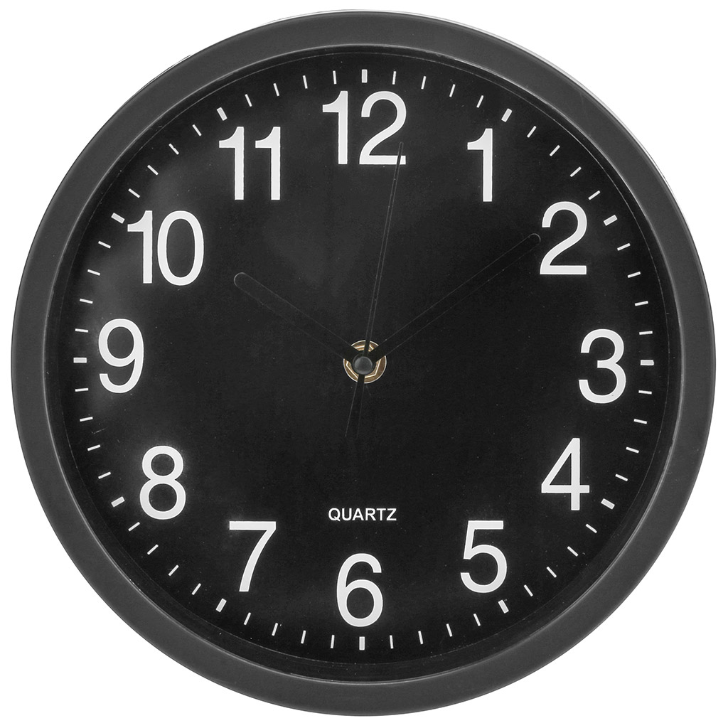 Часы настенные "Руан" д22,5х4,4см, мягкий ход, циферблат черный, пластм. черный, в коробке (Китай)