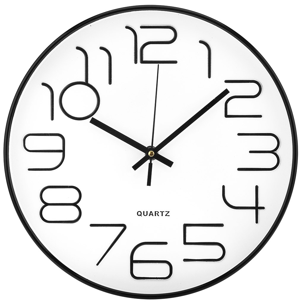 Часы настенные "Грей" д29х4,2см, циферблат белый, пластм. черный, в коробке (Китай)