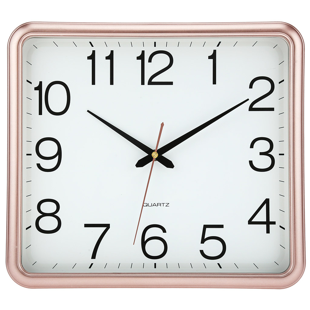 Часы настенные "Аккорд" 35,5х32х4,5см, мягкий ход, циферблат белый, пластм. розовый перламутр, в коробке (Китай)