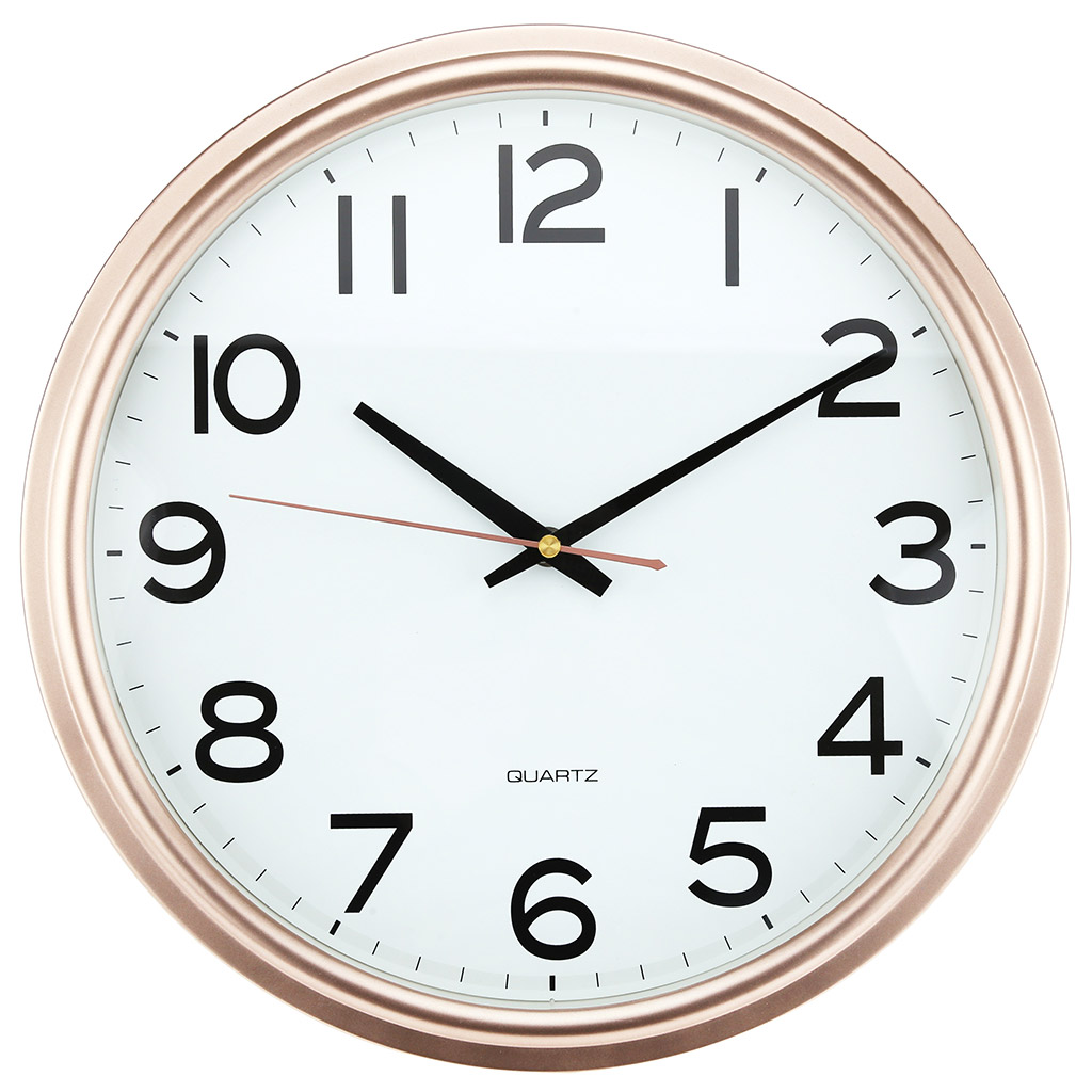 Часы настенные "Эстель" д35,5х4,5см, мягкий ход, циферблат белый, пластм. розовый перламутр, в коробке (Китай)