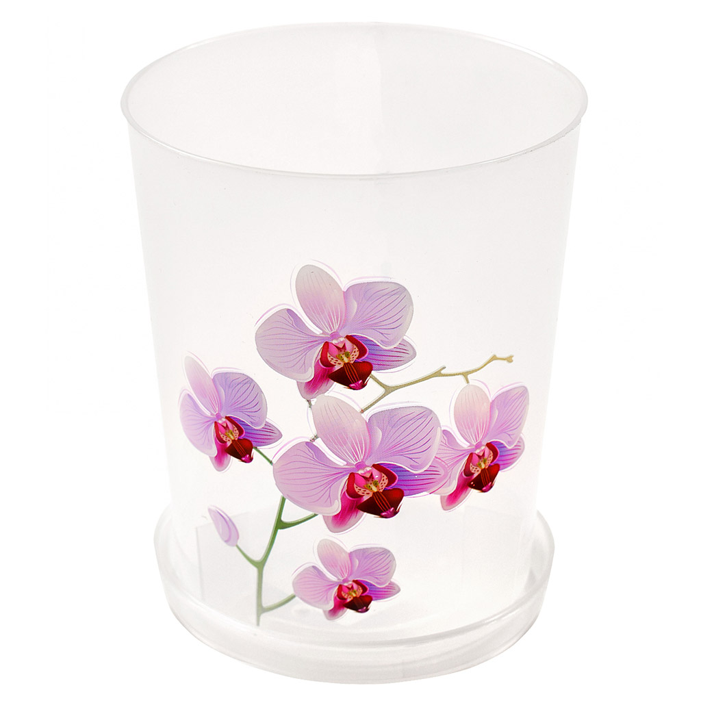 Горшок для орхидеи пластмассовый 0,7л, д10см, h12,5см, прозрачный (Россия)