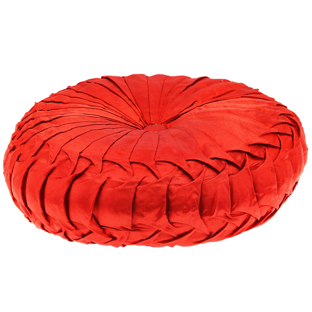 Подушка декоративная "Помпадур" д33см h11см, вес 0,35кг, искусственный шелк (100% полиэстер), цвет-гранатовый (наполнитель-синтепон) (Китай)