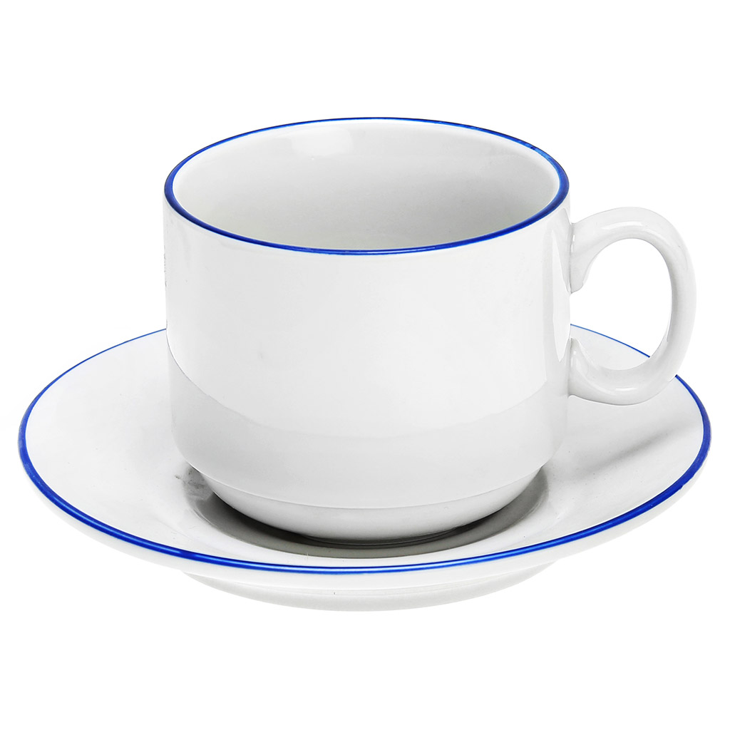 Чашка фарфоровая "Палитра" 220мл, форма "Экспресс", с блюдцем, голубой (Беларусь)