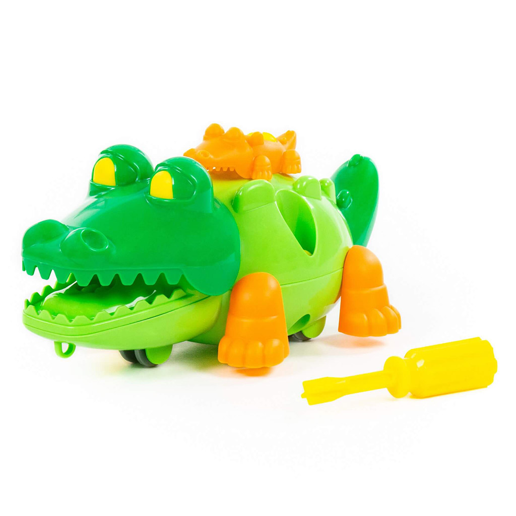 Игрушка "Конструктор "Крокодил" 18,3х10,8х9,2см, 17 элементов, пластик, в пакете (Россия)